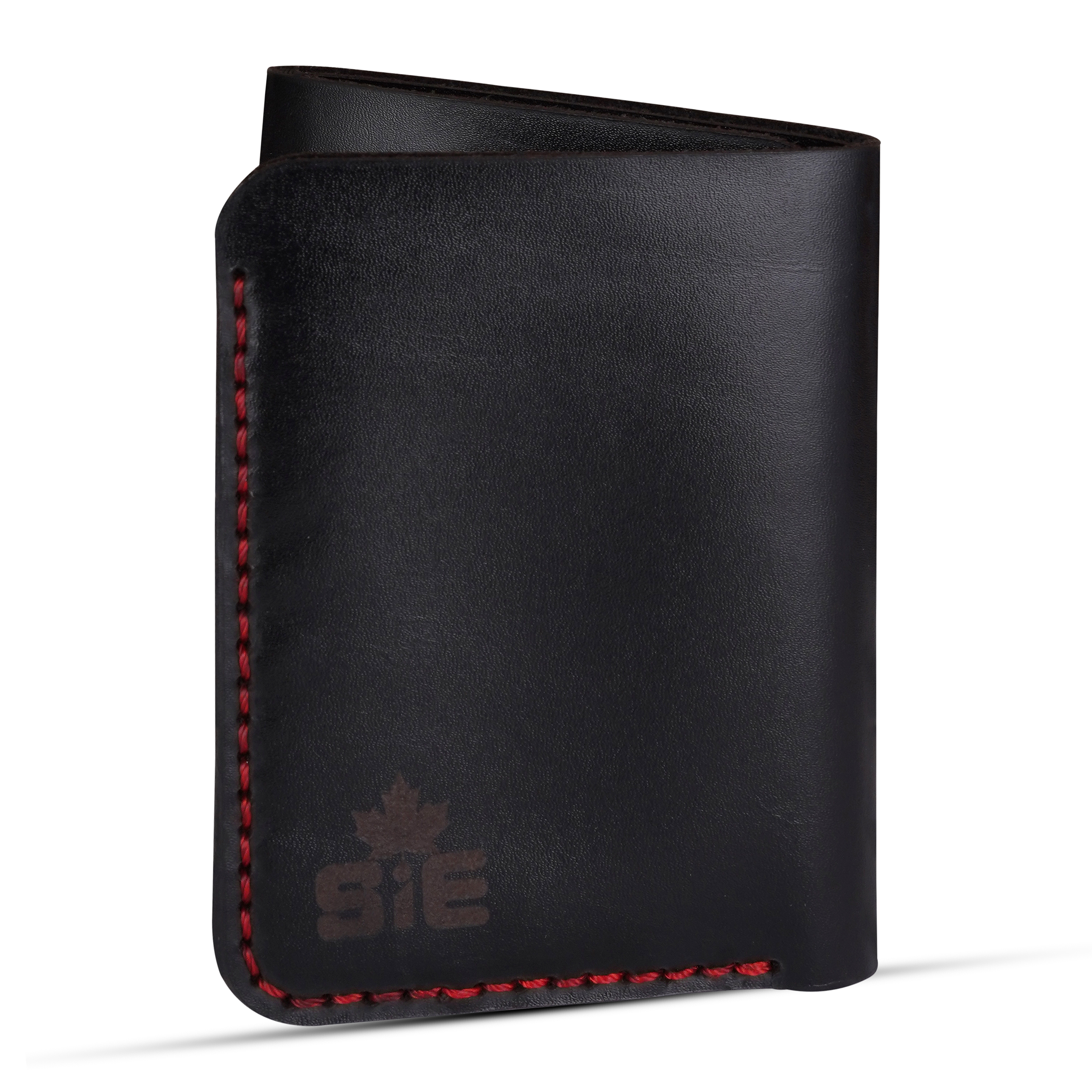 Black Tri-Fold Handmade Leather Wallet - Men's